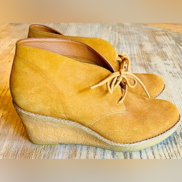 Cole Haan Britt Women's Size 8.5 Shoes Brown Lace Up Chukka Boots Wedge Suede - Picture 2 of 9